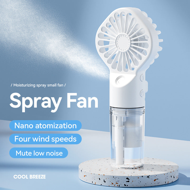 Mini Handheld Spray Fan – 4-Speed USB Rechargeable
