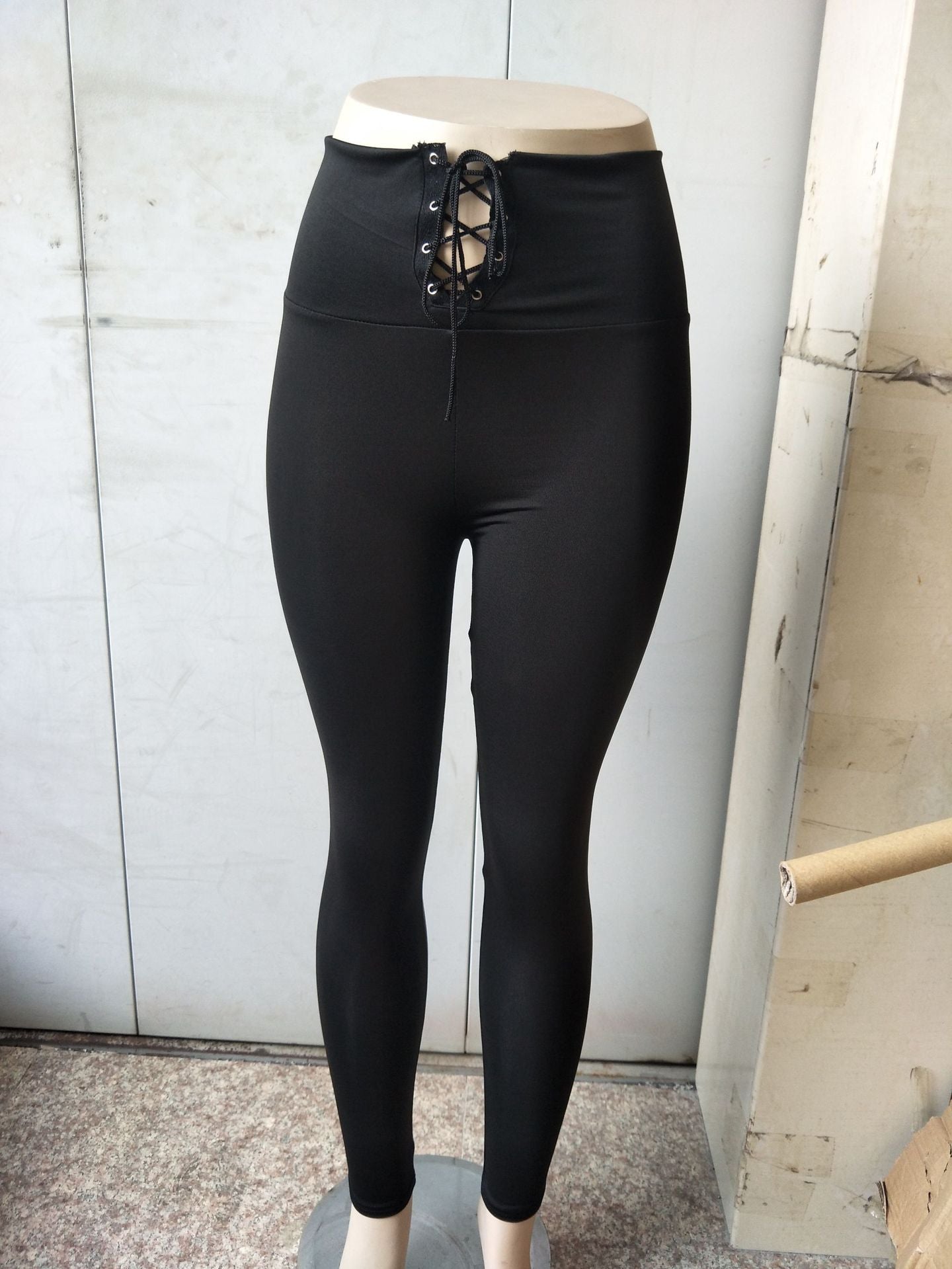 High Waist Strap Tie Slim Fit Yoga Pants Waist Seal Elastic Casual Leggings Stretch Pants