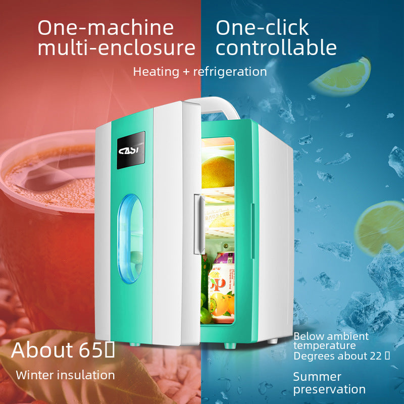 SAST Small 10L Mini Car Refrigerator Refrigeration Student Dormitory Cosmetics Freezer Car Home Dual-use In Stock