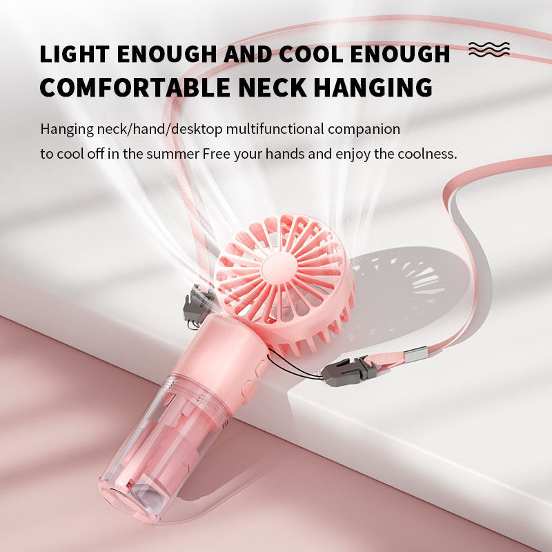 Mini Handheld Spray Fan – 4-Speed USB Rechargeable
