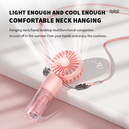 Mini Handheld Spray Fan – 4-Speed USB Rechargeable